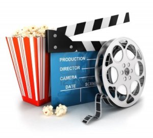 15174700-3d-cinema-clapper-film-reel-and-popcorn-isolated-white-background-3d-image
